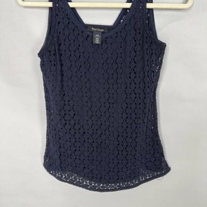 White House Black Market Navy Lined Crochet Tank Size XXS NEW W/O TAGS